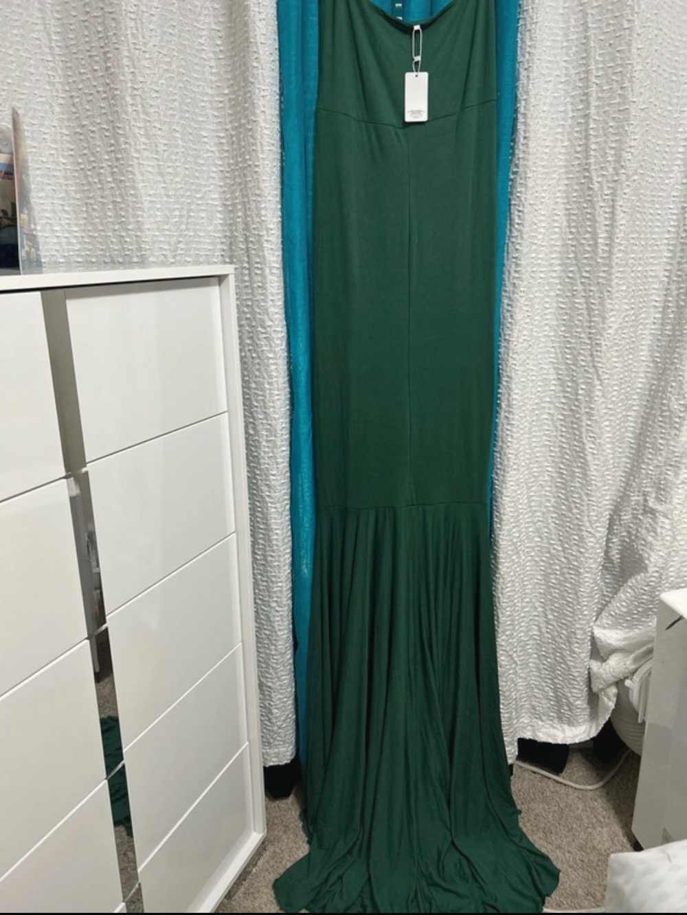 Forest Green Maxi Dress with Flounced Hem